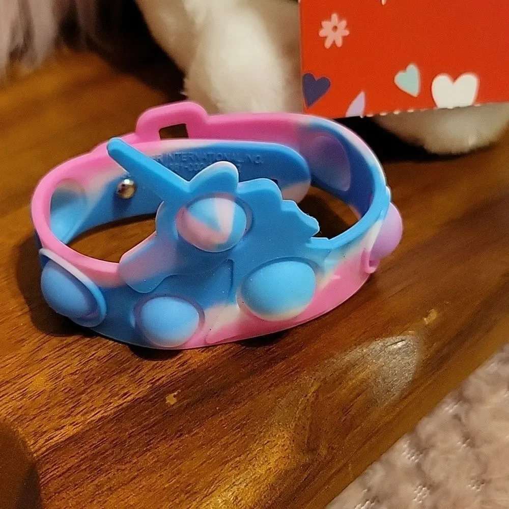 Hallmark red and white stuffed puppy w/girls headband & popit bracelet NWT